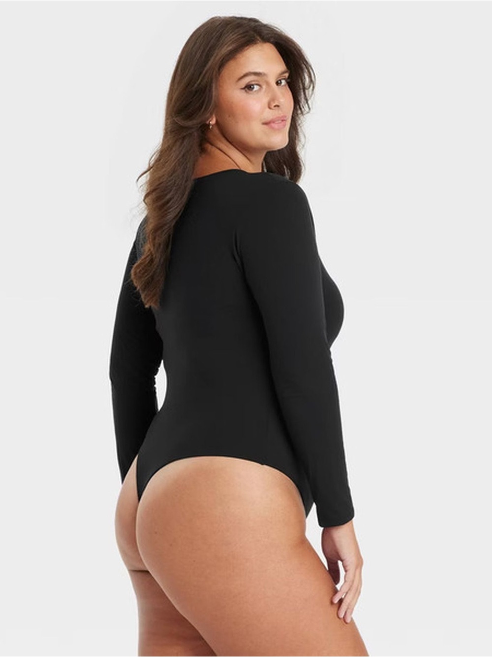 Auden Women’s Luxury Collection 4 Way Stretch Long-Sleeve Black Bodysuit